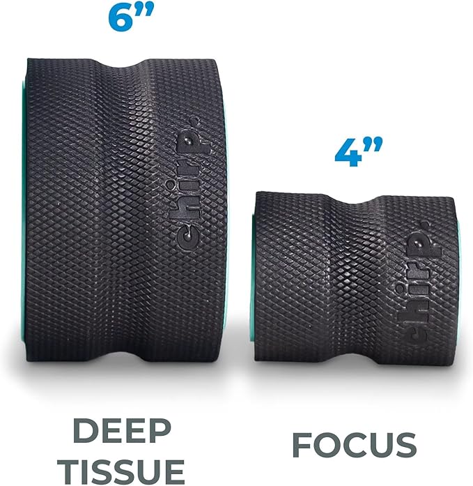 Chirp Wheel+ Foam Roller for Back Pain Relief, Muscle Therapy, and Deep Tissue Massage 4 and 6 Inch