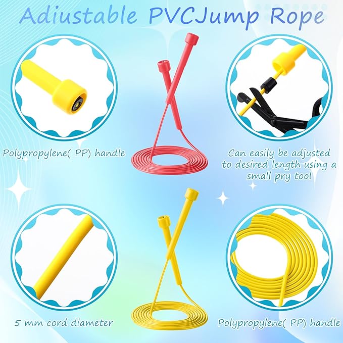 72 Pcs PVC Jump Ropes for Fitness 9.2 ft Adjustable Skipping Rope Versatile Unbreakable Speed Rope with Plastic Handles for Women Men Kids Endurance Training Cardio Exercise Workout