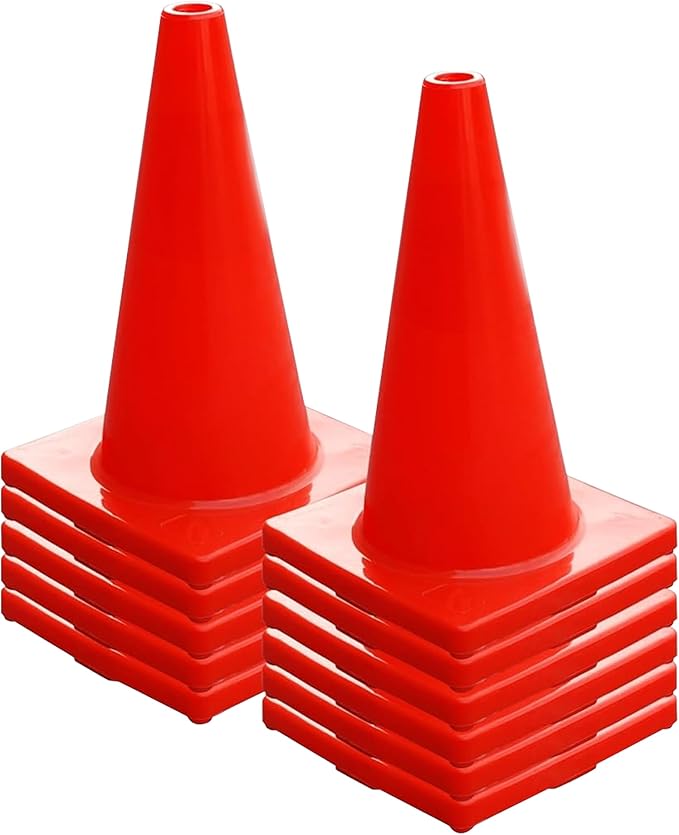 6in/9in/12in/28in Heavy Duty Agility Training Cones for Sports & Kids Coaching, Field Markers for Motorcycle, Bikes, Traffic, Basketball, Soccer Drills, Durable, Multipurpose, Adjustable