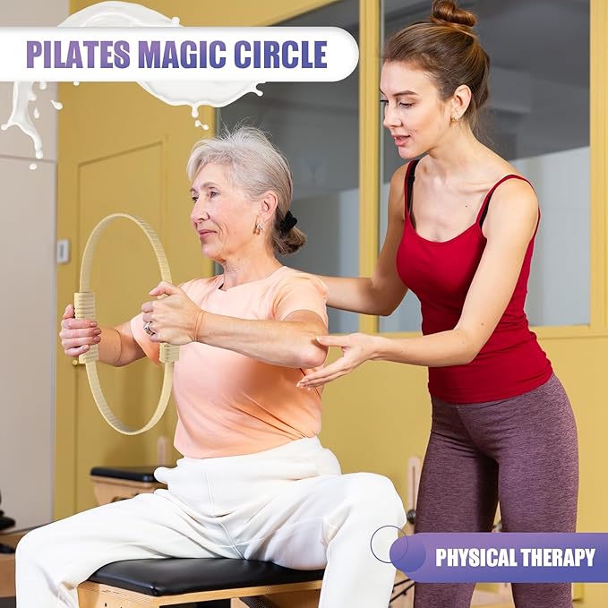 Pilates Ring, 13.5"/12" Silicone Magic Circle with Training Poster & Portable Bag, Pilates Ring Circle for Inner Thigh Workout, Yoga, Lose Weight & Physical Therapy for Women