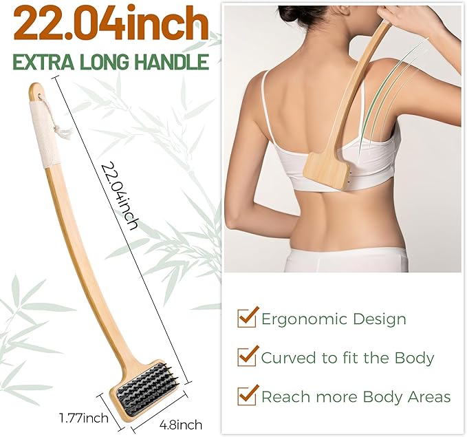 Bamboo Back Scratcher for Men, 22'' Long Handle Wooden Back Scratcher For Women, Soft Wide Head Backscratchers for Comfortable Body Itching Relief and Massage, Ideal Gifts for the Seniors, Pregnant