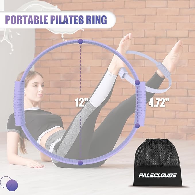 Pilates Ring, 13.5"/12" Silicone Magic Circle with Training Poster & Portable Bag, Pilates Ring Circle for Inner Thigh Workout, Yoga, Lose Weight & Physical Therapy for Women