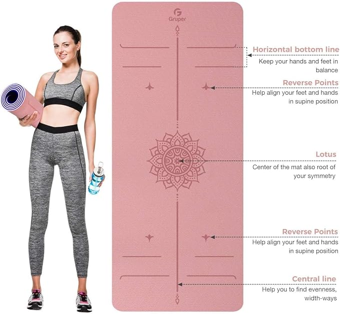 Yoga Mat Non Slip TPE Extra Wide Yoga Mat with Alignment Mark, 72"L x 32"W x 0.32"/0.24"Th (183cm x 80cm x 8mm/6mm), Anti-Tear Exercise Mat with Carrying Strap and Bag, Workout Mats for Yoga, Pilates