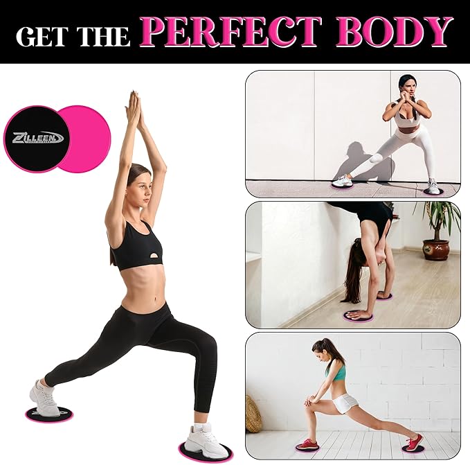 ZILLEEN Exercise Sliders for Working Out Fitness Discs for Pilates Women Men, 2 Pack