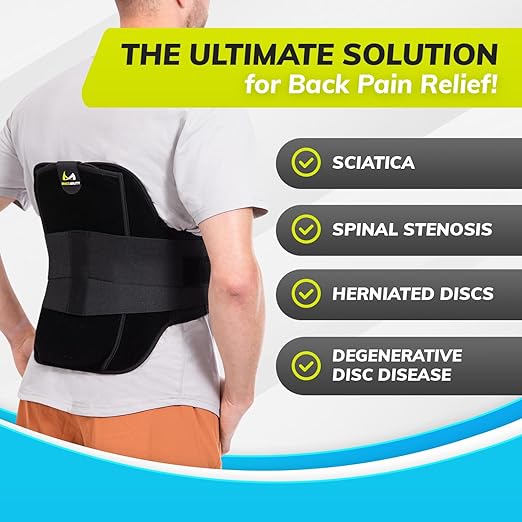 BraceAbility LSO Back Brace for Herniated, Degenerative & Bulging Disc Pain Relief, Sciatica, Spine Stenosis | Medical Lumbar Support Device for Post Surgery & Fractures with Hot/Cold Therapy (L)