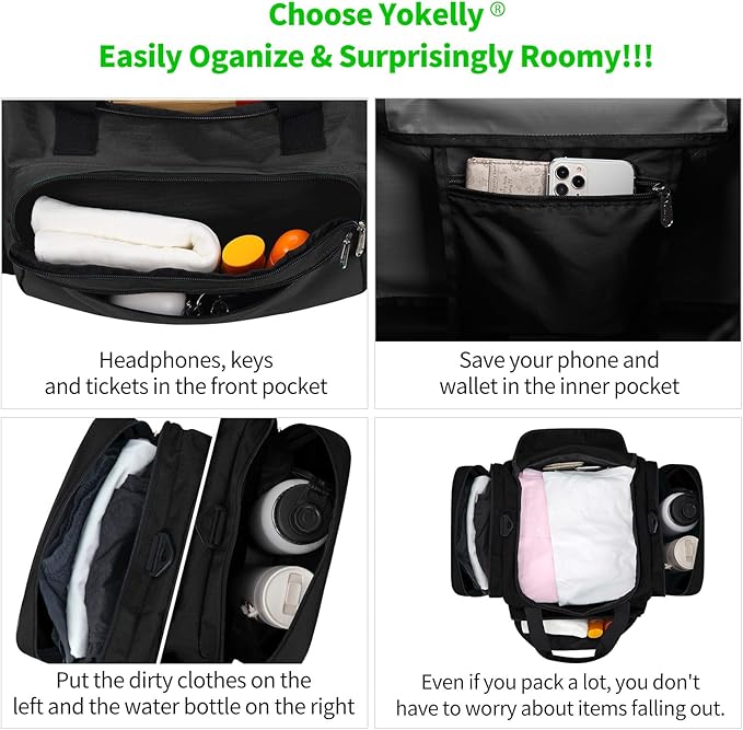 Gym Bag 22 inch Sport Duffle Bag for Men - 55L Weekender Duffel Bag for Travel - Black