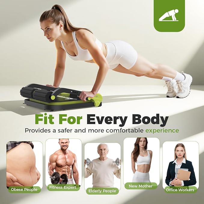 Ab Machine,Sit Up Exercise Equipment& Core Machine, Workout Equipment,Adjustable Ab Trainer with 3 Resistance Levels and Removable Auxiliary Handle,Home Gym Fitness Equipment for All Ages