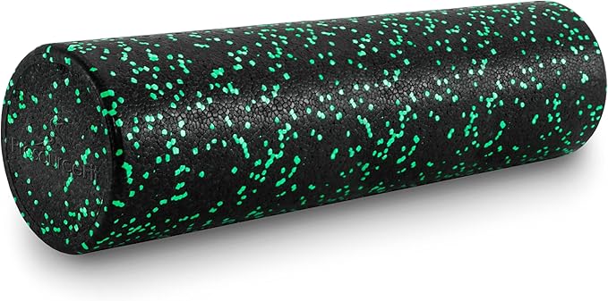 ProsourceFit High Density Foam Rollers 12 - inches Long, Firm Full Body Athletic Massage Tool for Back Stretching, Yoga, Pilates, Post Workout Muscle Recuperation, Black/Blue