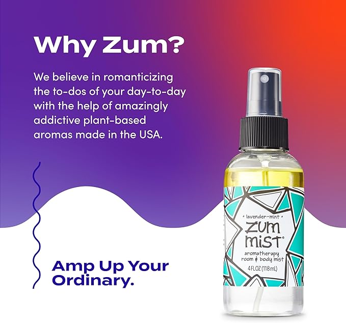 Indigo Wild Zum Mist Room & Body Spray - Aromatherapy Essential Oil Spray - Natural Body Mist & Room Spray - Lavender-Mint Scent - 4 fl oz