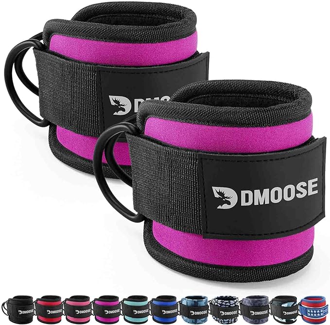 DMoose Ankle Strap for Cable Machine - One Size Fit with Premium Padding, Workout Kickback Ankle Cuffs, Ankle Bands for Working Out, Booty Workouts, Leg Extension, Hip Abductors & Lower Body Exercises