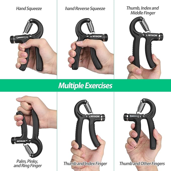 NIYIKOW Grip Strength Trainer, Hand Grip Strengthener, Grip Strengthener, Adjustable Resistance, Forearm Strengthener, Perfect for Musicians Athletes