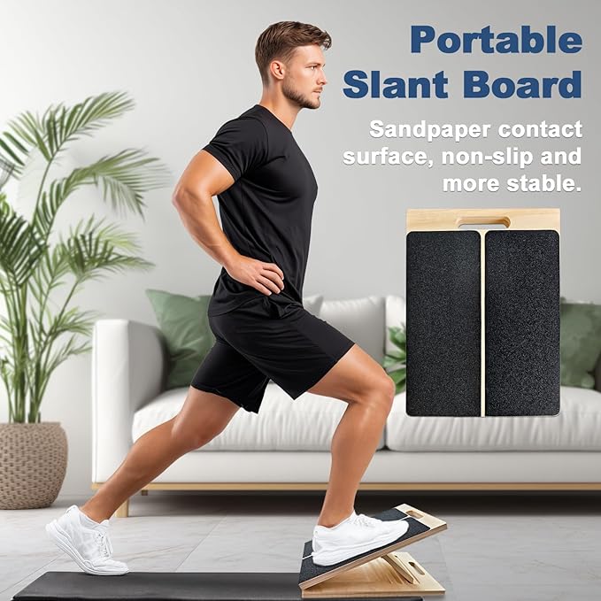 Adjustable Foot Incline Wooden Slant Board For Calf Stretching,440lb Capacity, Balance Velour Stretcher Ankle Stretch Knee Leg Boards Squats Wedge Exercise Pilates Fitness Portable Equipment