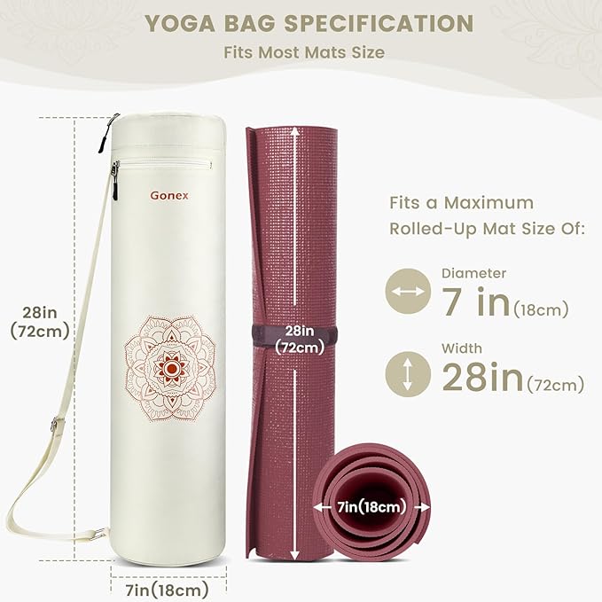 Gonex Yoga Mat Bag, Yoga Mat Carrier Full-Zip Exercise Yoga Mat Carry Bag for Women Men with 2 Multi-Functional Storage Cargo Pockets Extra Wide Adjustable Shoulder Strap