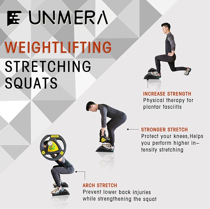 UNMERA Squat Wedge Block 2PCS Non Slip Professional Ramp, Platform for Heel Elevated Squats and Calf Raises