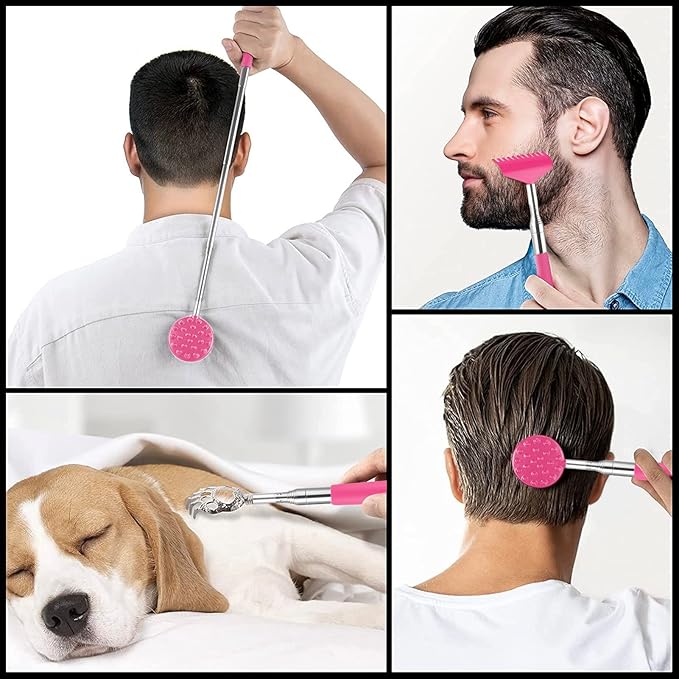 TUKUOS Telescoping Back Scratcher with 4Pcs Detachable Scratching Heads, Back Scratcher for Men/Women,Dual Sides Scratcher/Metal Paw/Rake Scratcher Christmas Gifts Stocking Stuffers for Women Men