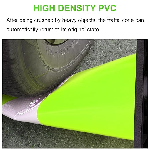 OrangeStar 4-Pack 18" Traffic Cones with Weighted Rubber Base, 6" Reflective Collar, Green Safety Cones for Parking Lot, Road Construction, Warehouse, Highway, Weatherproof PVC