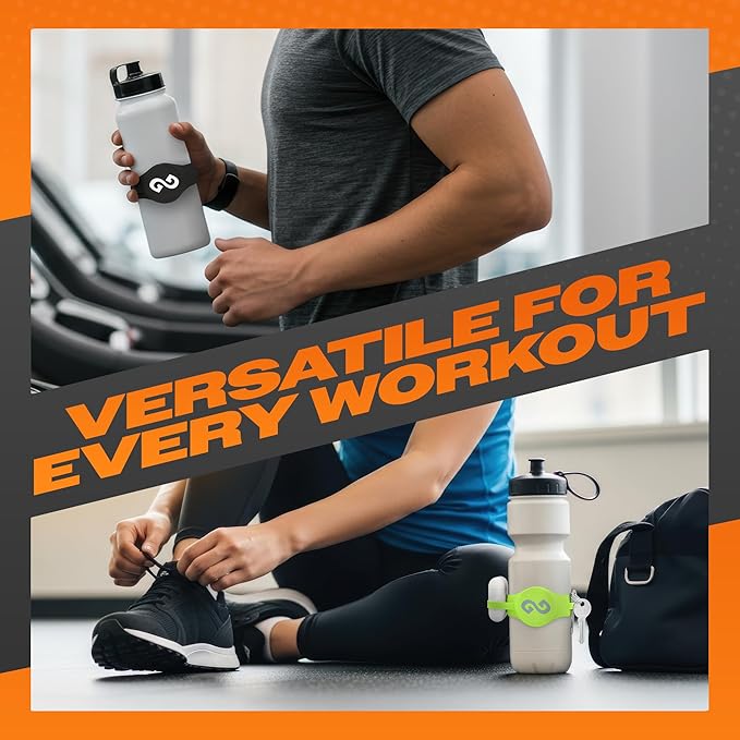 Gymmi Magnetic Water Bottle Phone Holder – One-Piece Silicone Strap for Gym | Holds Phone, Keys & Earbuds | Fits 12–40 oz Bottles (Cream White)