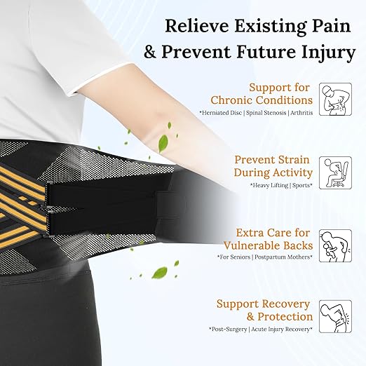 Copper Back Brace for Women & Men with Support System-Back Brace for Lower Back Pain Relief, Herniated Disc-Back Support Belt for Lifting, Sitting, Working, Muscle Strain & Recovery(2X-Large)