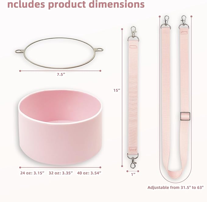 Silicone Boot Set for Owala Water Bottle 24 oz, 32 oz, 40 oz - Includes Non-Slip Sleeve, Shoulder Strap & Handle Strap, Perfect Owala Accessories, Fits Owala Tumbler, Owala FreeSip, Candy Coated