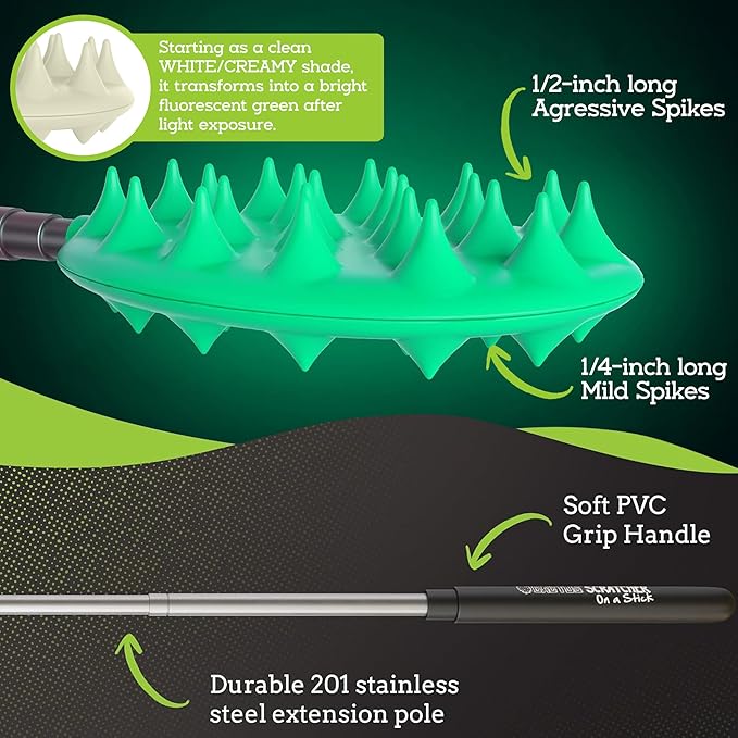 Cactus Scratcher Extendable Big Stick Back Scratcher - Extends 29" Long Double Sided Retractable Scratching Tool for Hand, Neck, Head, and Body - Universal Gift for Family, Pets, and Friends, Glow