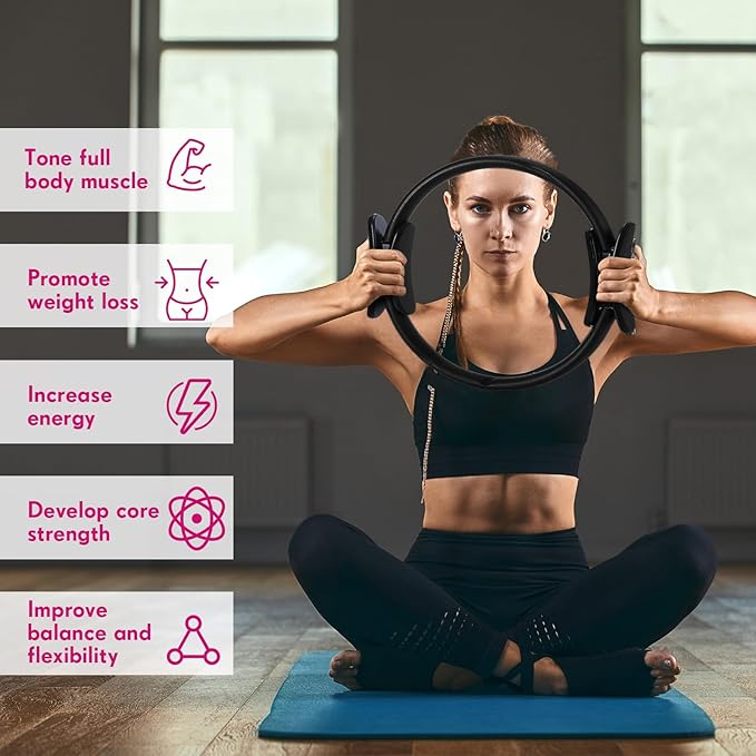 Syhood Pilates Ring 11. 81 Inch Pilates Circle Yoga Ring Magic Lightweight Flexible Workout Equipment for Fitness Physical Therapy Resistance Exercise Arms Legs