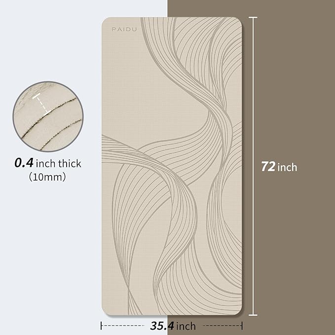 Large Yoga Mat-72’x36’x0.4’ Extra Width ＆ Thick,Comfortable,Non-Slip Exercise Mat-Works Great on All Floor for Stretching,Yoga Studio,Gym or Home Workouts