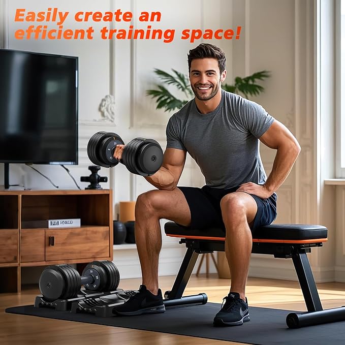 Adjustable Dumbbells Set of 2, 1 Hand Adjustable Weights Dumbbells Set, 5 in 1/10 in 1 Free Dumbbell with Anti-Slip Texture Handle, 25/55/80lb Pair Weight Set For Home Gym Suit both Men and Women