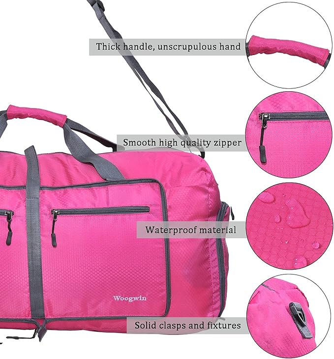 Woogwin Travel Duffel Bag Large Foldable Waterproof Overnight Bag for Beach Swim Bags Pool Sports Gym