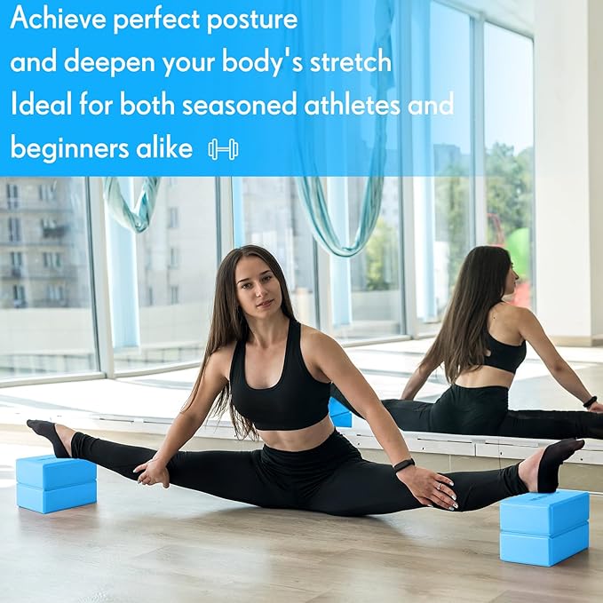 4 Pack Yoga Blocks Non Slip Pilates Brick Foam Blocks Pilates Dance Gymnastics Workout Fitness Props Tool for Stretching Meditation and Exercise