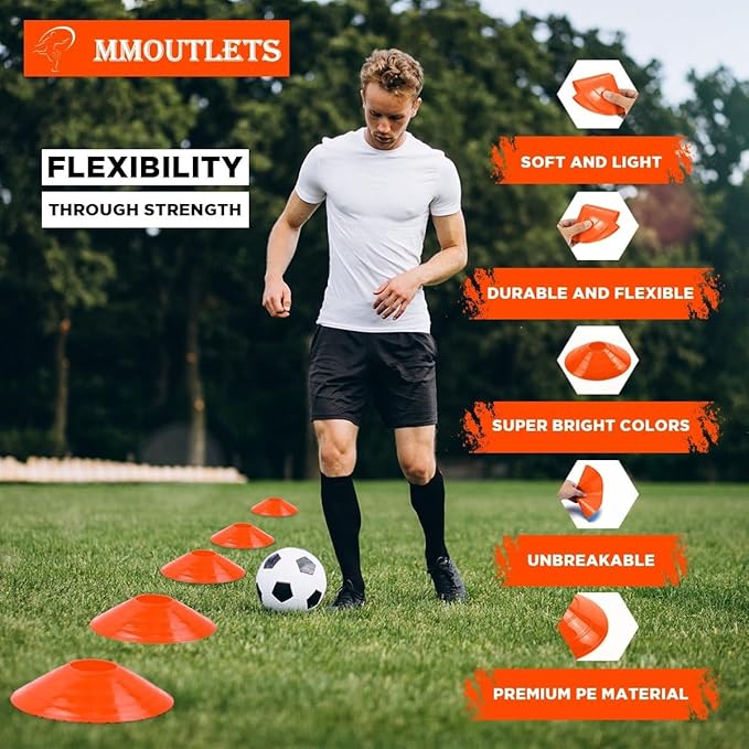 75/50/25 Pack, Pro-Grade Soccer Training Cones Set, Durable Agility Soccer Cones with Carry Bag & Strap Holder Ideal for Sports Training, Football, Soccer, Basketball- Trusted by Coaches & Athletes