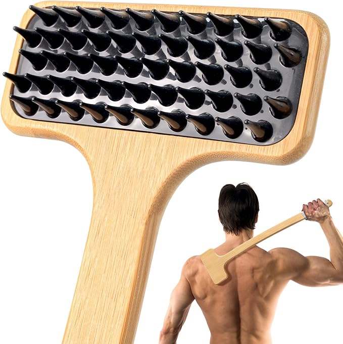 Back Scratcher for Men, 22''Extra Long Handle Bamboo Back Scratcher, 2 in 1 Back Massager and Body Scratcher, Gentle Relief for Adults, Pregnancy, Elderly, Gift for Fathers.