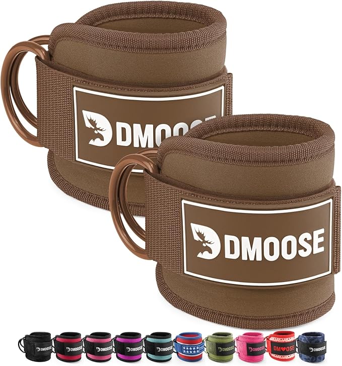 DMoose Ankle Strap for Cable Machine - One Size Fit with Premium Padding, Workout Kickback Ankle Cuffs, Ankle Bands for Working Out, Booty Workouts, Leg Extension, Hip Abductors & Lower Body Exercises