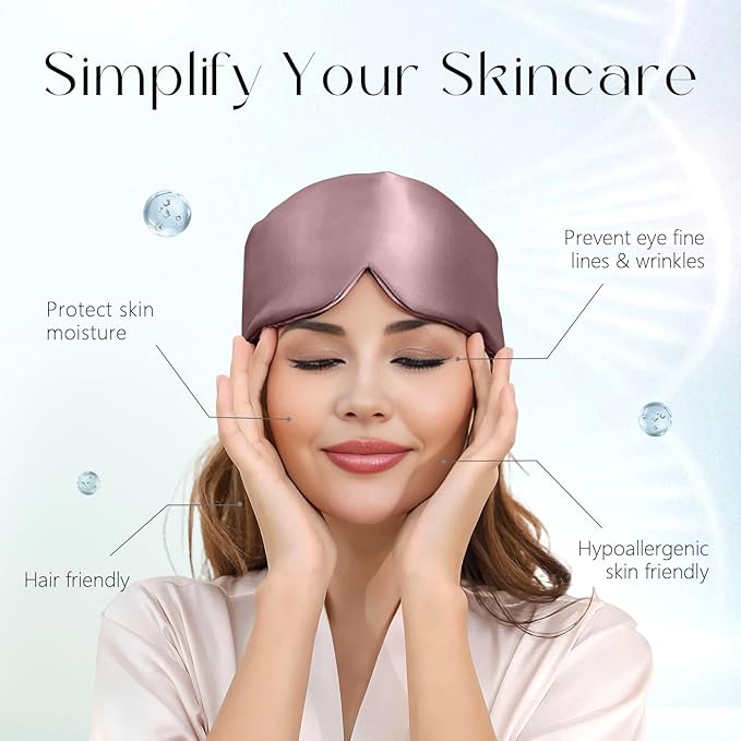 ZIMASILK 100% 22 Momme Mulberry Silk Sleep Mask - Full Silk Filled, Ultra-Soft & Breathable, Face-Hugging Blackout Eye Cover for Sleeping (Gray Purple)