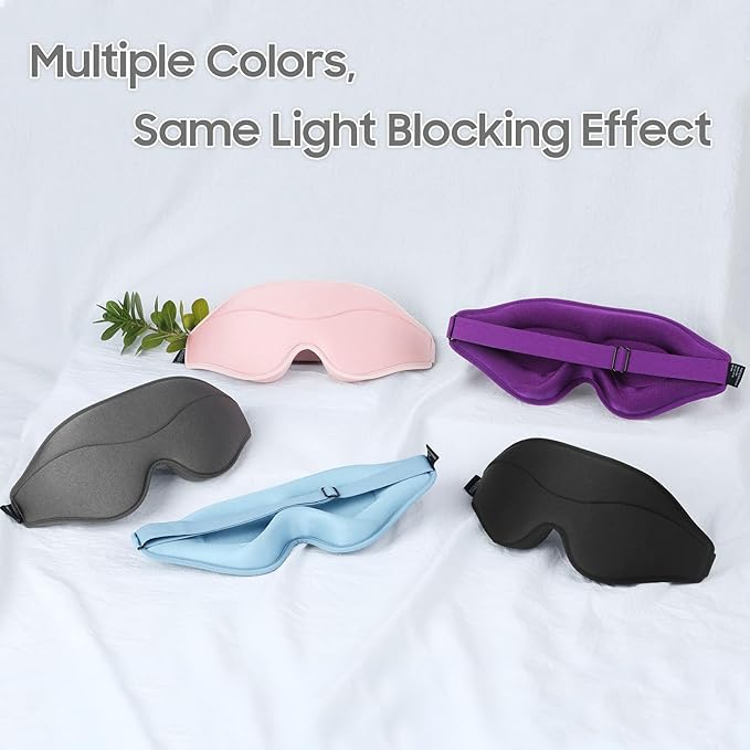 Sleep Mask - Total Blackout 3D Sleeping Mask, Super Lightweight & Silky Soft Eye Mask for Sleeping, Fully Adjustable Fit for Home, Office, Traveling, Meditation, Yoga, Black