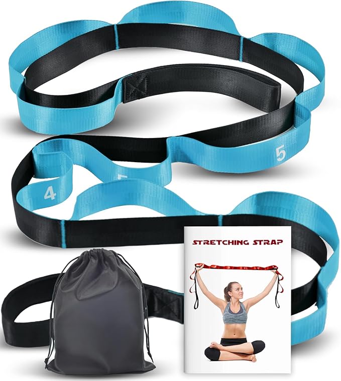 Stretching Strap with 10 Loops-Yoga Strap for Physical Therapy,Home Workout,Pilate & Flexibility Training,Non Elastic Exercise Stretch Band for Hamstring,Leg Stretcher Belt,Flexibility Fascia