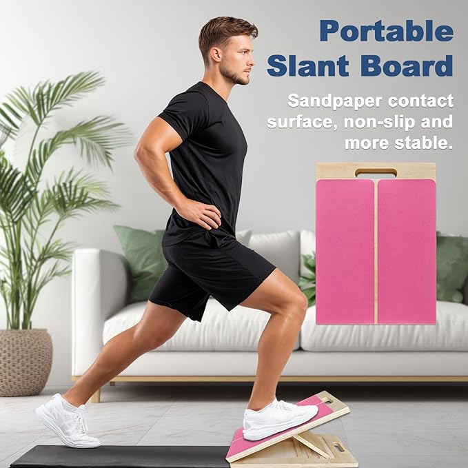 Adjustable Foot Incline Wooden Slant Board For Calf Stretching,440lb Capacity, Balance Velour Stretcher Ankle Stretch Knee Leg Boards Squats Wedge Exercise Pilates Fitness Portable Equipment