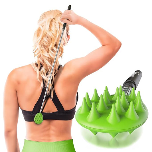 Cactus Scratcher Extendable Telescopic Back Scratcher - Extends 25" Long Double Sided Retractable Scratching Tool for Hand, Neck, Head, and Body - Universal Gift for Family, Pets, and Friends, Green