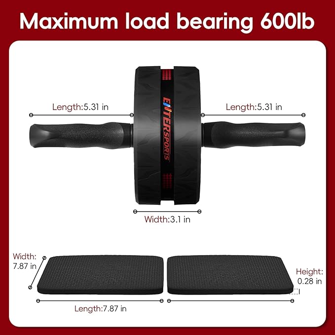 Ab Roller Wheel for Abs Workout - Abdominal Exercise Equipment with 2 Knee Pads for Home Gym, Core Strength Training, Fitness Equipment for Men & Women