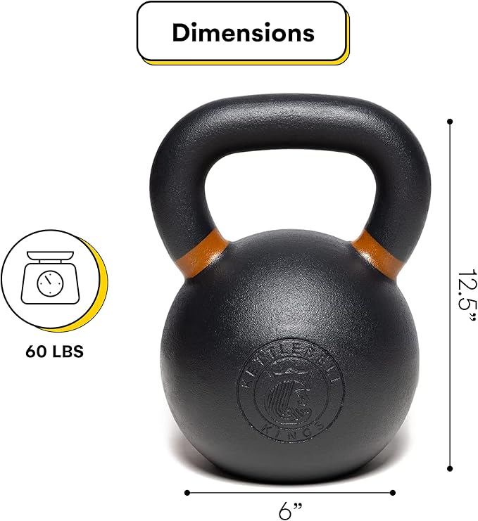 Kettlebell Kings Powder Coated Kettlebell Weights 5-90 LB | Workout Gym Equipment & Strength training sets for Women & Men | Durable Coating for Grip Strength, Rust Prevention