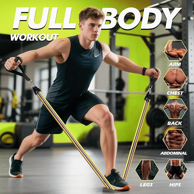 WHATAFIT Resistance Bands, Exercise Bands，Resistance Bands for Working Out, Work Out Bands with Handles for Men and Women Fitness, Strength Training Home Gym Equipment