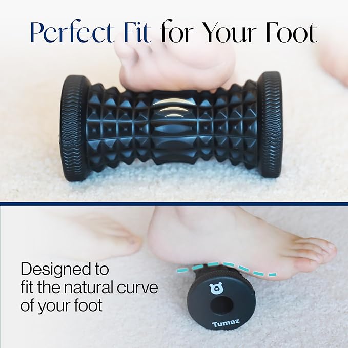Tumaz Foot Roller 2025 Upgraded Version - Deeper Bumps Design | Plantar Fasciitis & Arch Pain Relief | Trigger Points & Deep Tissue Foot Massager | Portable, Black