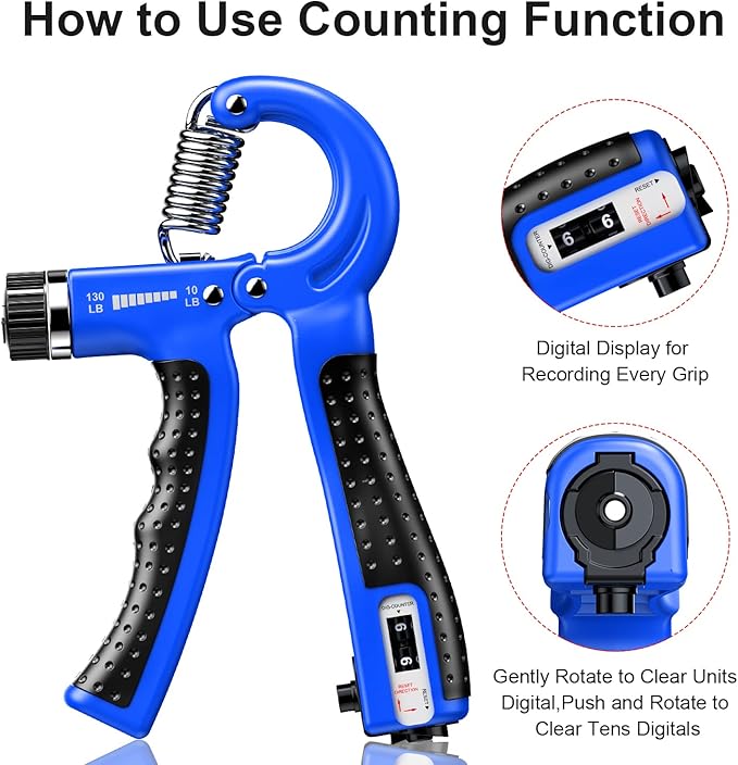 KDG Hand Grip Strengthener 2 Pack Adjustable Resistance 10-130 lbs Forearm Exerciser，Grip Strength Trainer for Muscle Building and Injury Recovery for Athletes