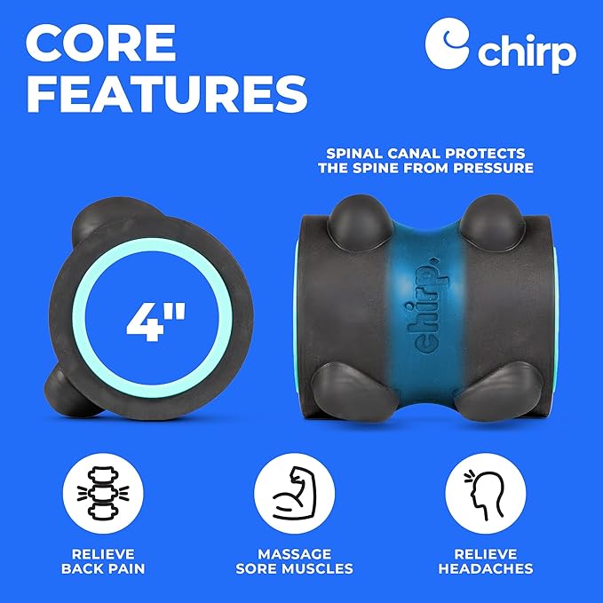 Chirp Wheel XR Massage Roller for Neck & Headache Relief – Rejuvenate Body, Spinal Care & Tension Through Thumb Pressure Release | High-Density Foam for Physical Therapy, 500lbs Capacity, 4" Mint