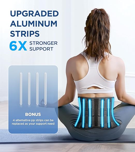 Back Brace for Lower Back Pain Relief with 3D Lumbar Pad, 6X Back Support Belt With Alternative Strips for Men/Women, Soft Breathable Mesh Fabric Lumbar Support for Herniated Disc, Sciatica