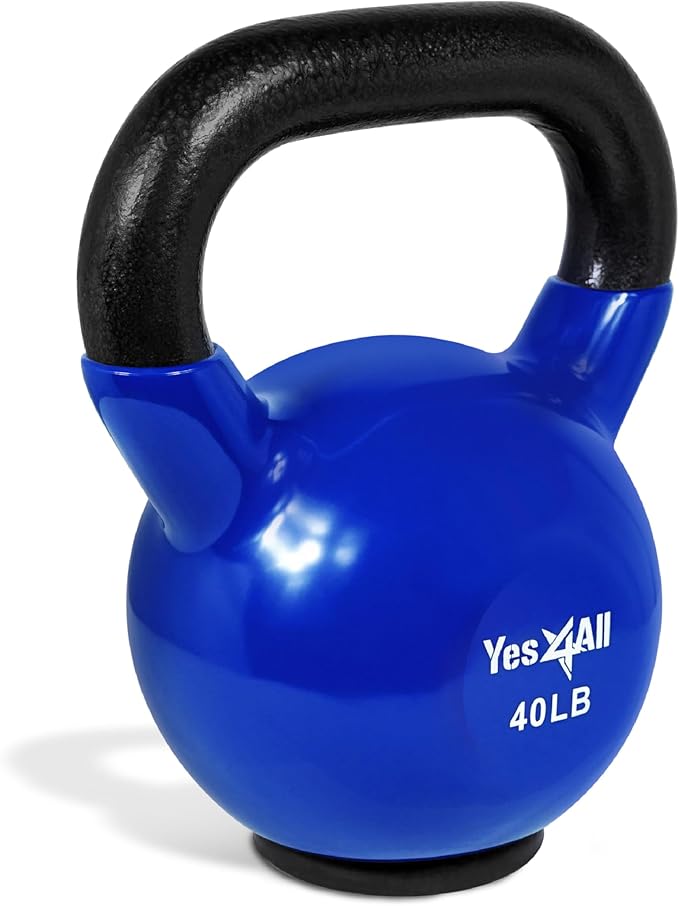 Yes4All Kettlebells Rubber Base, Kettlebell Set for Women, Strength Training Kettlebells Weights (10-65 lbs)