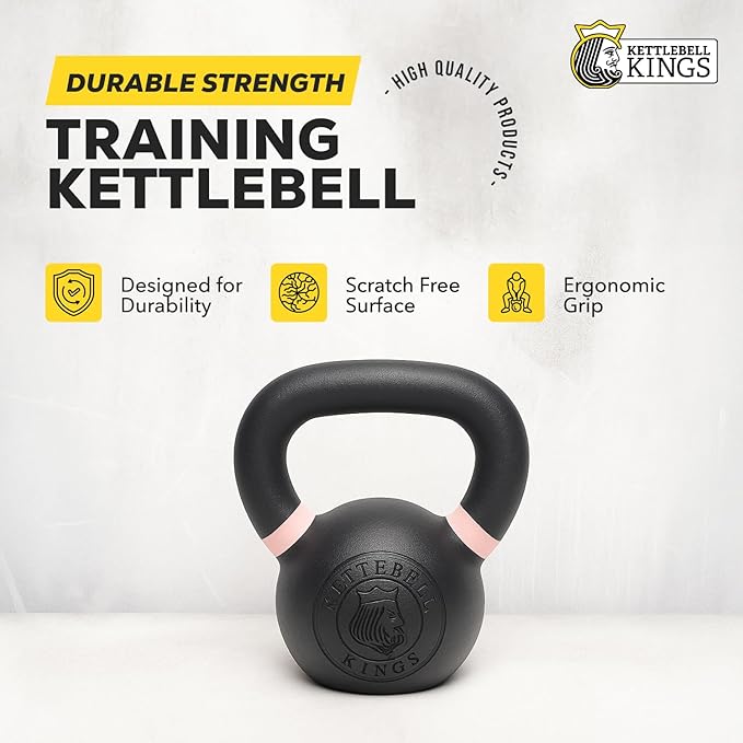 Kettlebell Kings Powder Coated Kettlebell Weights 5-90 LB | Workout Gym Equipment & Strength training sets for Women & Men | Durable Coating for Grip Strength, Rust Prevention