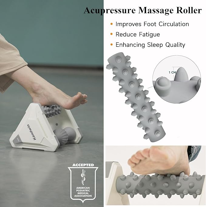 Icing Plantar Fasciitis Relief, Foot Massager for Circulation and Pain Relief, Reflexology Massage Tool with Ice Pack, Grey