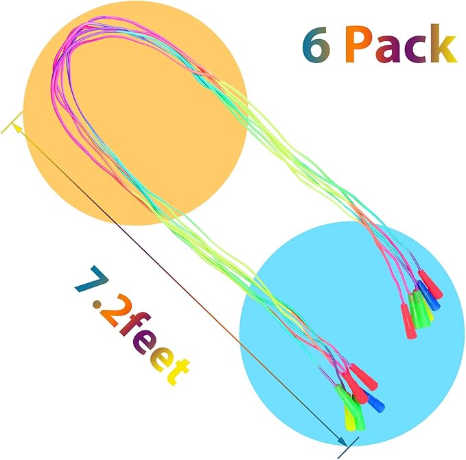 Elcoho 6 Pack Rainbow Jump Rope Set Jumping Ropes Physical Education Skipping Rope