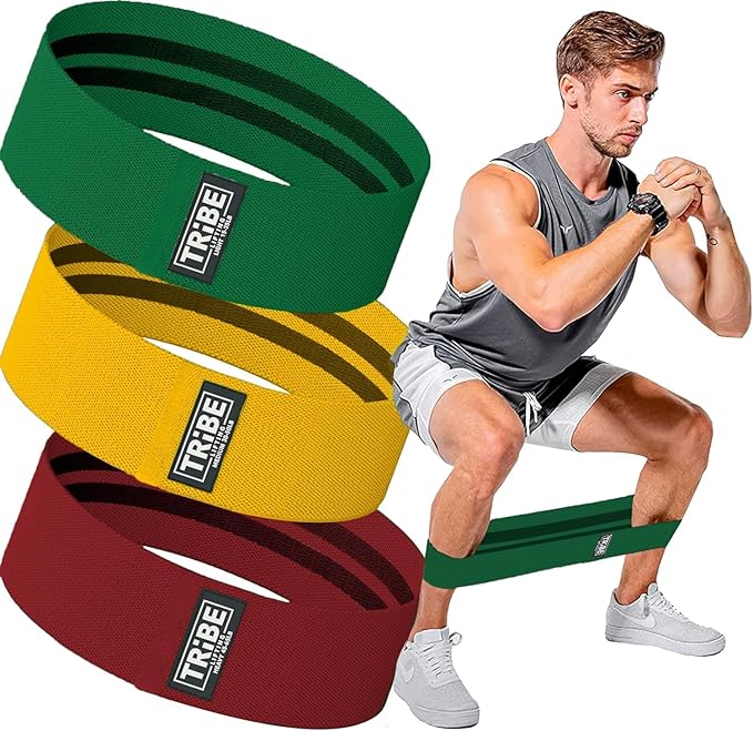 Tribe Lifting Fabric Resistance Bands for Legs - Workout Bands Resistance Bands for Men and Women - Booty Bands for Working Out - Exercise Bands Resistance Bands Set - Elastic Bands for Exercise