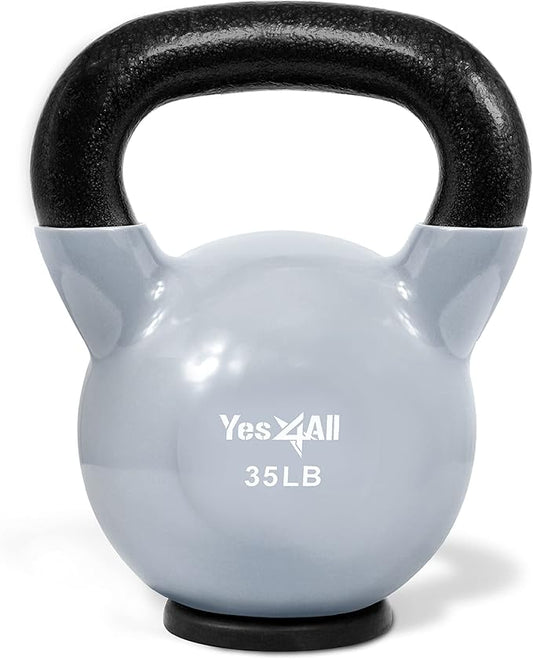 Yes4All Kettlebells Rubber Base, Kettlebell Set for Women, Strength Training Kettlebells Weights (10-65 lbs)